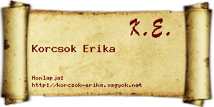 Korcsok Erika névjegykártya